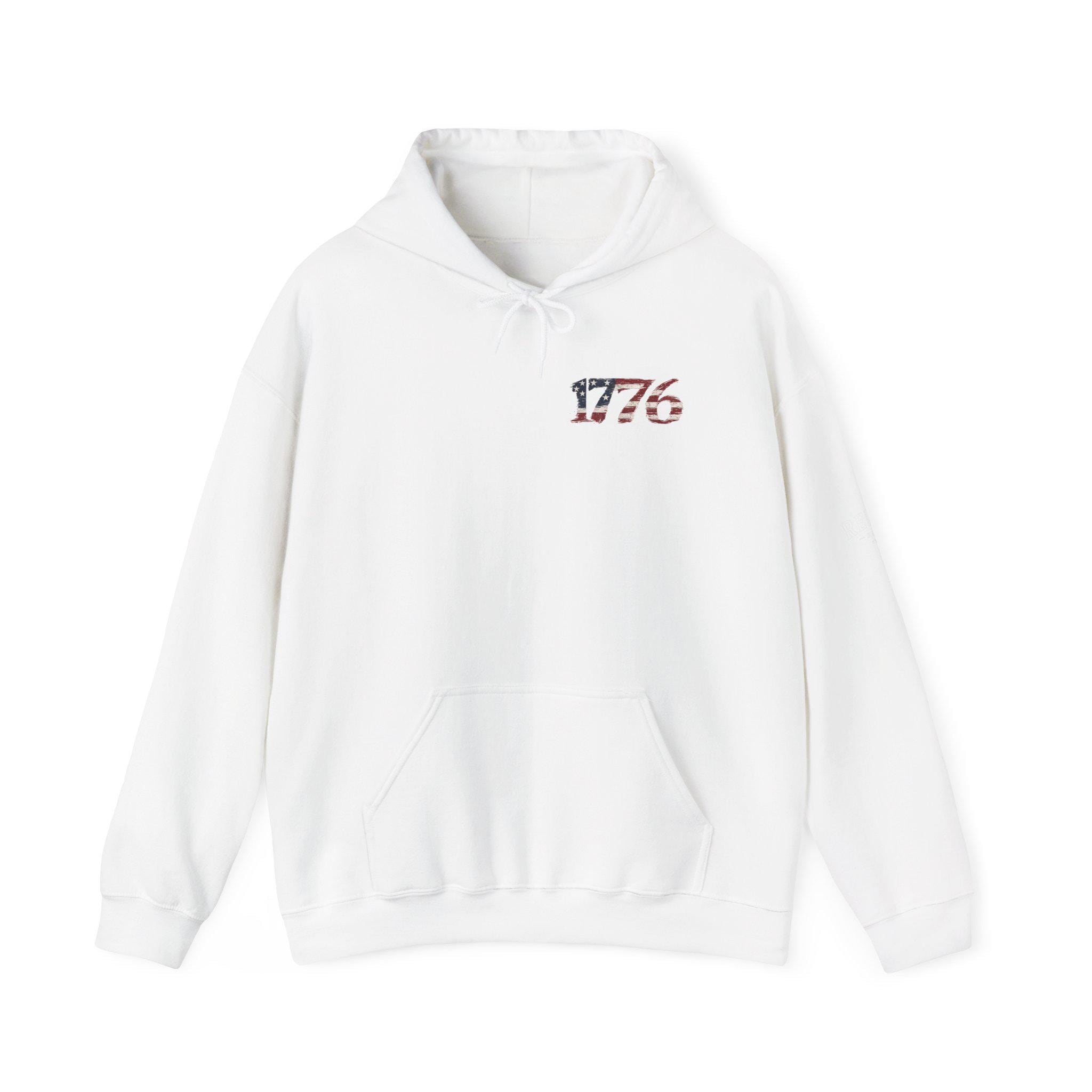 Distressed American Flag 1776 Hoodie | Vintage USA Patriotic Pullover