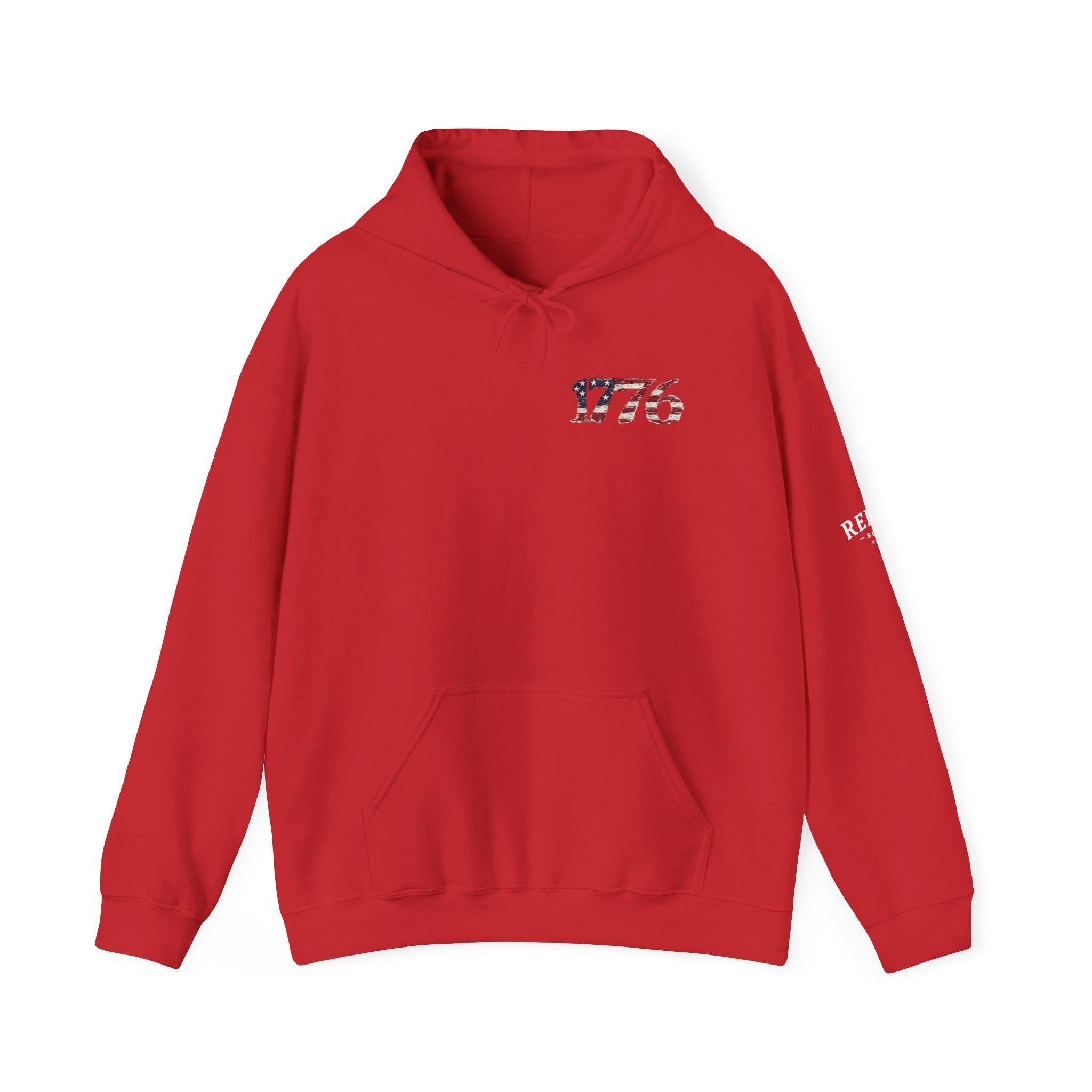 Distressed American Flag 1776 Hoodie | Vintage USA Patriotic Pullover