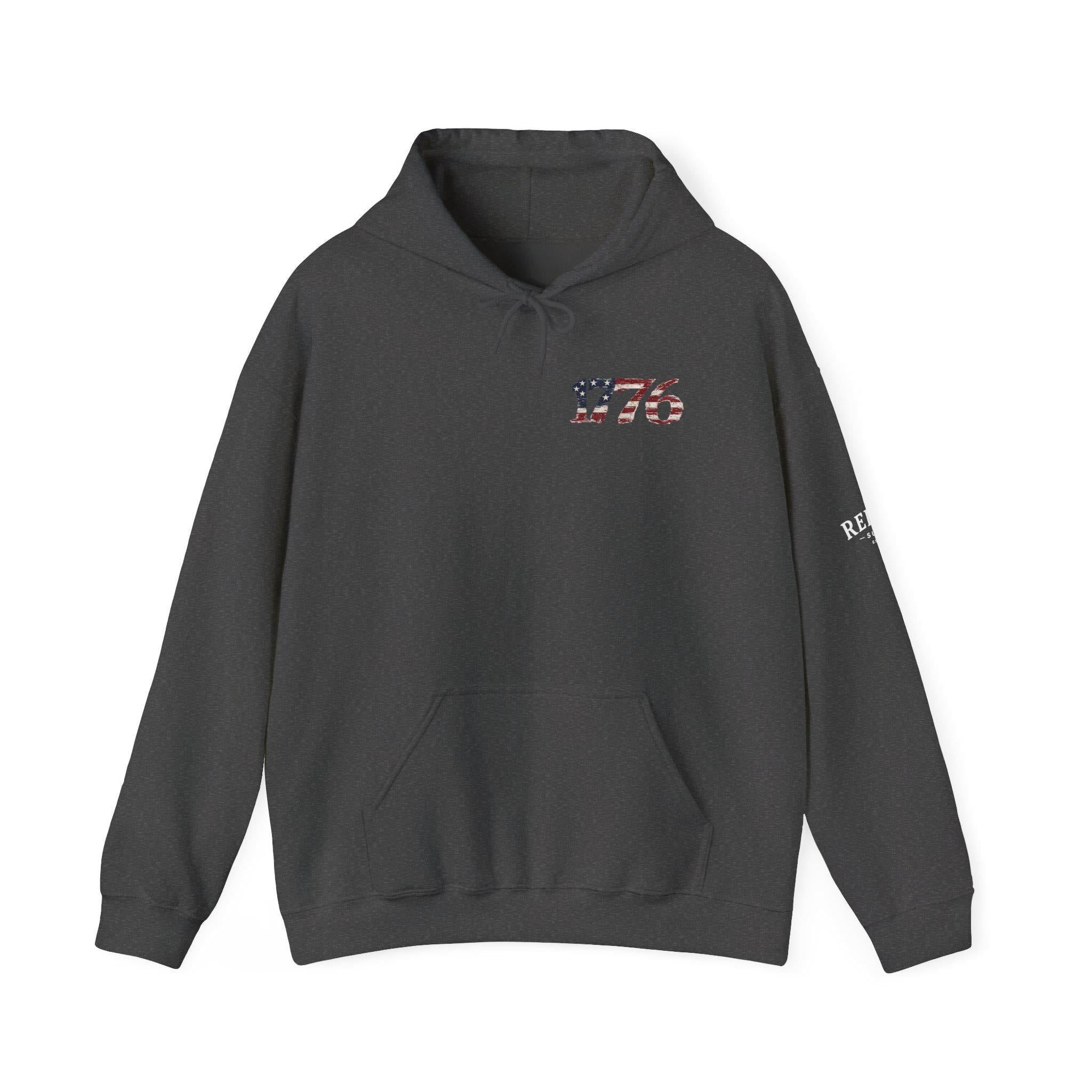 Distressed American Flag 1776 Hoodie | Vintage USA Patriotic Pullover
