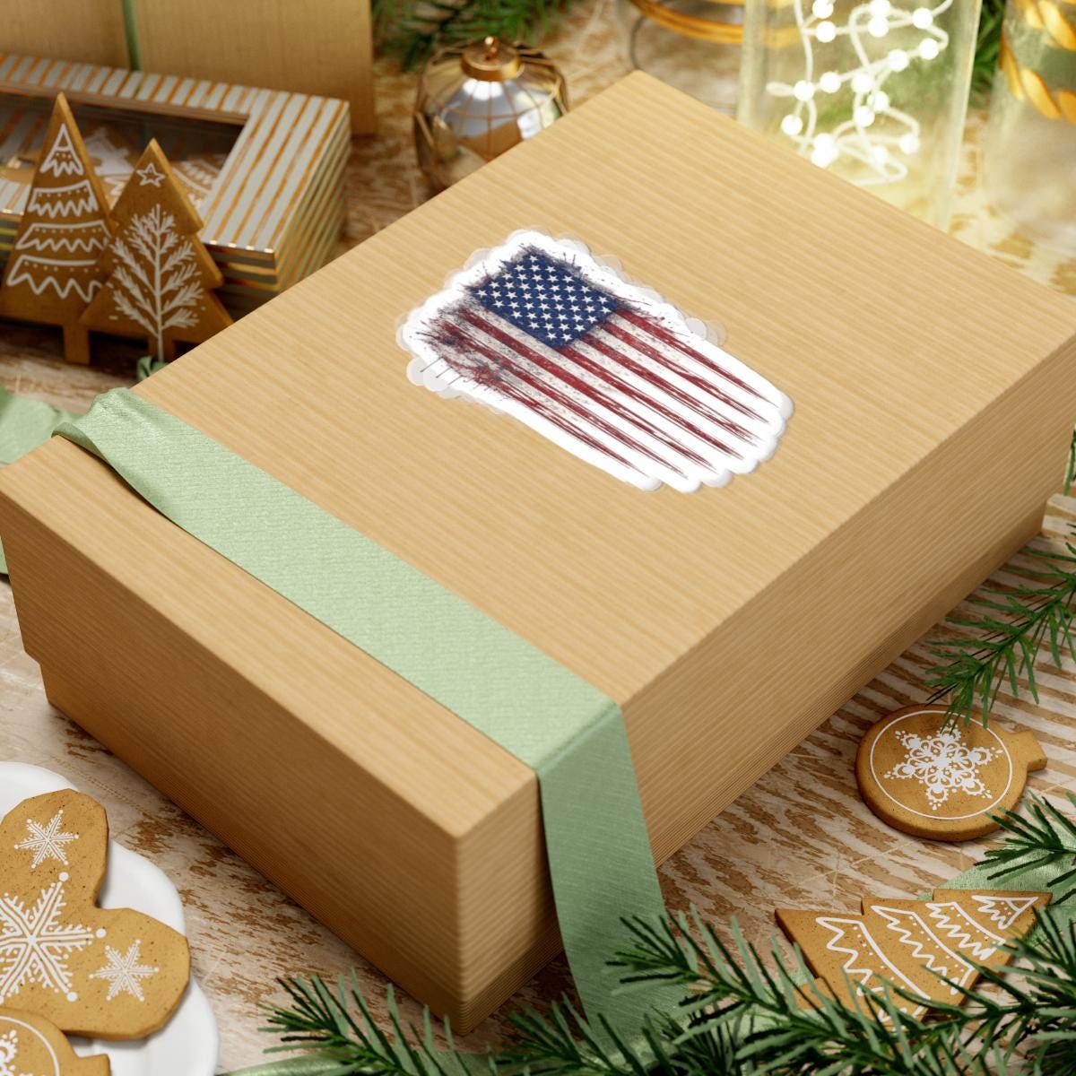American Flag Kiss-Cut Sticker
